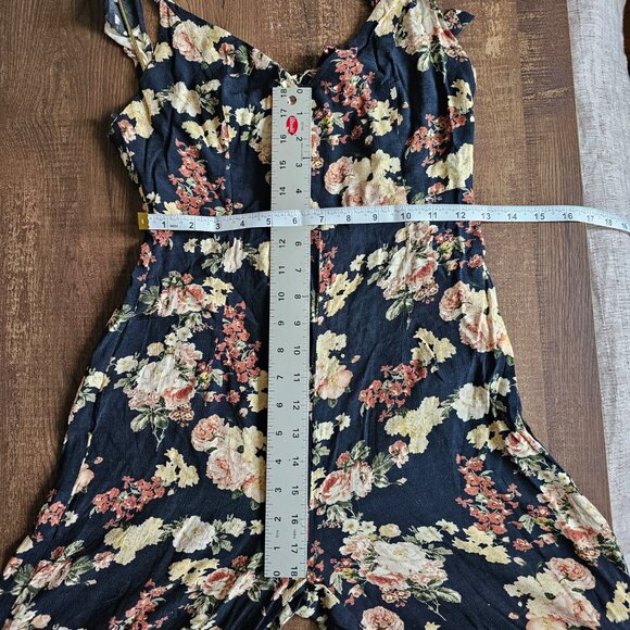 Zara Floral Jumpsuit Ruffle Shoulder Tie Back Wide Leg Floral Print, S, Multi - Picture 5 of 12